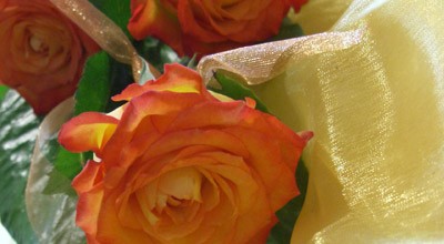 Svatební přání - oranžová kytice