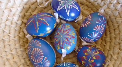 Velikonoční přání - modrá vajíčka